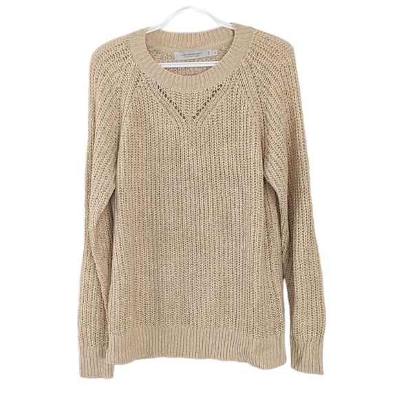 Simons Sweaters - CONTEMPORAIN ribbon yarn knit Crewneck sweater beige Large